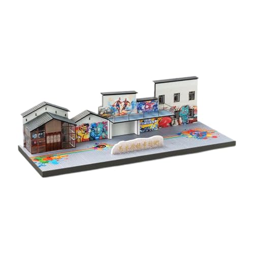 Amagogo DIY 1/64 Graffiti Walking Street Miniatur-Gebäudemodell Kreatives Geschenk für Mikrolandschaftsmodell Eisenbahn Diorama Dekor von Amagogo