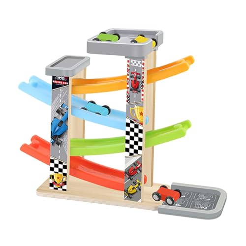 Amagogo DIY Assemble Track Race Car Toy Kinder Kinder Holz Rennfahrer Feinmotorische Fähigkeiten Kreatives Geschenk des Geschenks für 2 3 4 Jahre alt, Vier Tracks von Amagogo