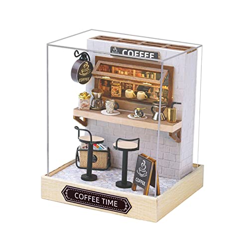 Amagogo DIY Holz Miniatur Puppenhaus Mini handgemachte Haus Modell Holz Puppenhaus Modell 3D Puzzles für Erwachsene, Kaffeezeit von Amagogo