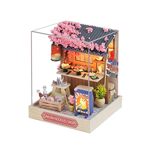 Amagogo DIY Holz Miniatur Puppenhaus Mini handgemachte Haus Modell Holz Puppenhaus Modell 3D Puzzles für Erwachsene, Sakura Nudelhaus von Amagogo