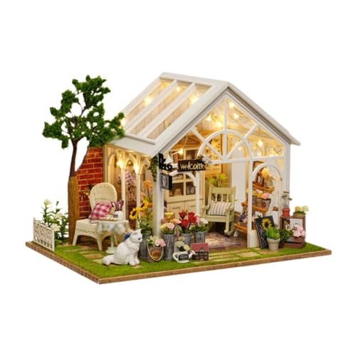 Amagogo DIY Holz Miniatur Puppenhaus Mini handgemachte Haus Modell kreative Villa Puppenhaus Miniatur Gartenhaus für Jungen Mädchen Kinder von Amagogo