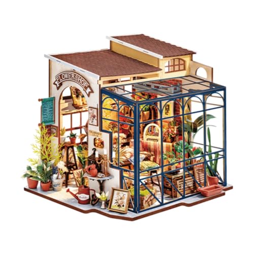 Amagogo DIY Holz Miniatur Puppenhaus und Blumentopf Kreatives Modell Blumenladen Modell für Kinder Erwachsene Geburtstagsgeschenk von Amagogo