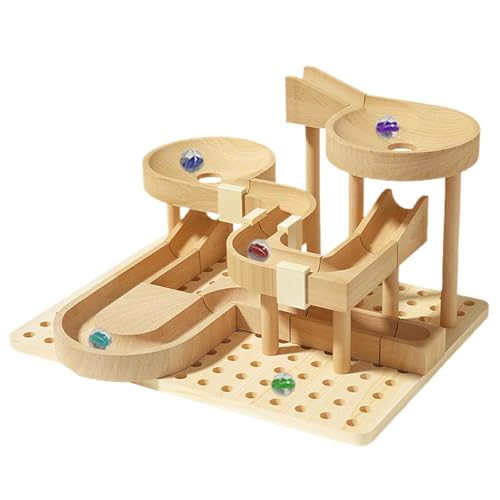 Amagogo DIY Holzbahn Murmelspielzeug DIY Bausätze Basteln Denksportaufgabe Burgbahn Murmelbahn 3D Holzpuzzle als Geburtstagsgeschenk von Amagogo