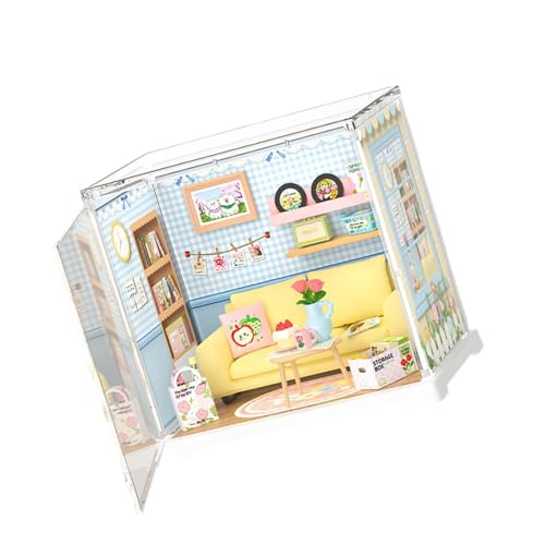 Amagogo DIY Miniatur-Puppenhaus mit Zubehör, Dekorations-Set mit kleinen Blöcken, handgefertigtes Puppenhaus, für Kinder im Alter von 6–12 Jahren, Wohnzimmer von Amagogo