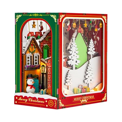 Amagogo DIY Weihnachtsbuch Booknook Kits DIY Puppenhäuser mit Möbeln Handgemachtes Tiny House Spielzeug von Amagogo