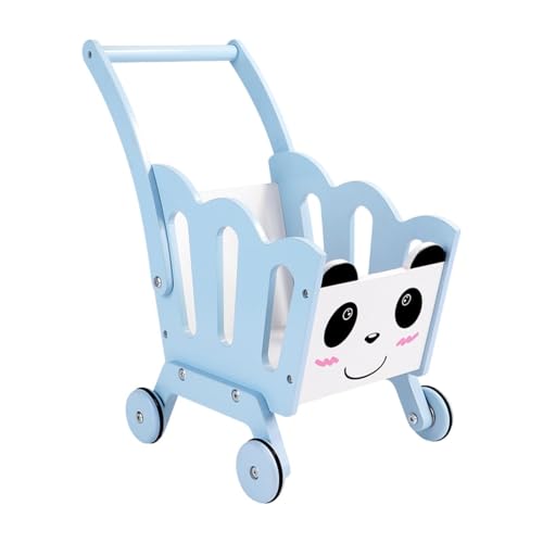 Amagogo Einkaufswagen für Kinder, Einkaufswagen-Spielzeug, Miniatur, hölzernes Lernspielzeug, Rollenspiel, Babytrolley, Rollenspiel, für Kinder, Blau von Amagogo