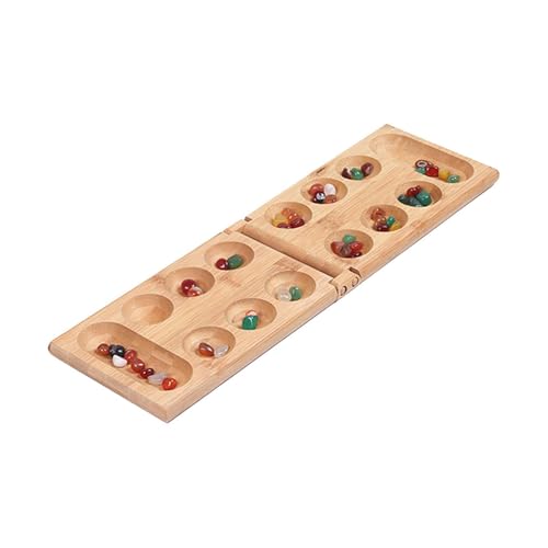 Amagogo Faltbares Mancala-Brettspiel aus Holz, Familienspiele, mehrfarbige Perlen für Familienunterhaltung auf Reisen für Teenager von Amagogo