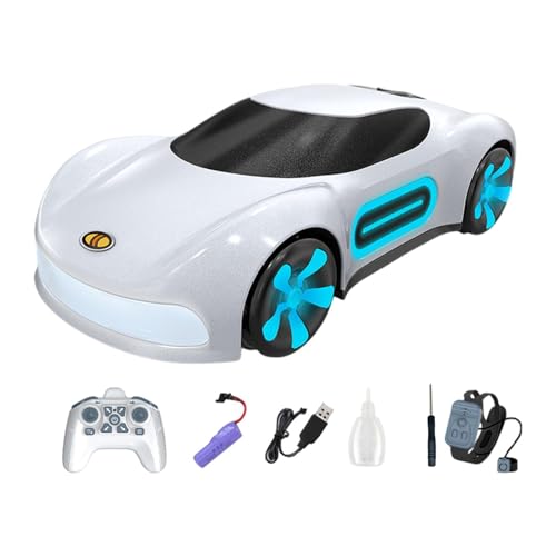 Amagogo Ferngesteuertes Auto, RC-Modellauto, kreativ, Sammlung, RC-Rennauto-Spielzeug mit Lichtern und Spray für Kinder, Autoliebhaber, Weiße Funkuhr von Amagogo