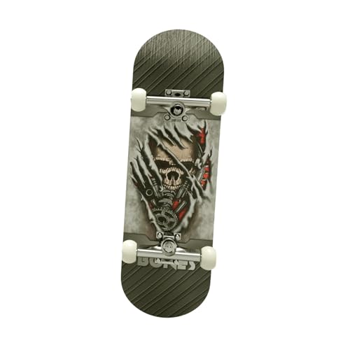 Amagogo Fingerboard Fingerboard Partygeschenk Neuheit, kreatives Mini-Finger-Skateboard-Spielzeug, Fingerspitzenbewegung für Skate-Liebhaber, Kinder, Schwarzer Totenkopf von Amagogo