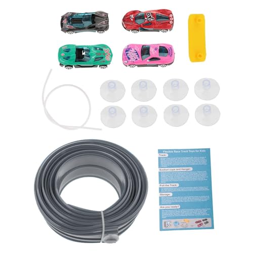 Amagogo Flex Tracks Rennstrecke mit Saugnäpfen, rollt auf, DIY-Spaß, vielseitig einsetzbar, für ab 3 Jahren, mit 4 Mini-Legierungsautomodellen, 4,5 m, Amagogo Flex Tracks Rennstrecke mit Saugnäpfen, rollt auf, DIY-Spaß, vielseitig einsetzbar, für ab 3 Jahren, mit 4 Mini-Legierungsautomodellen, 4,5 m, von Amagogo
