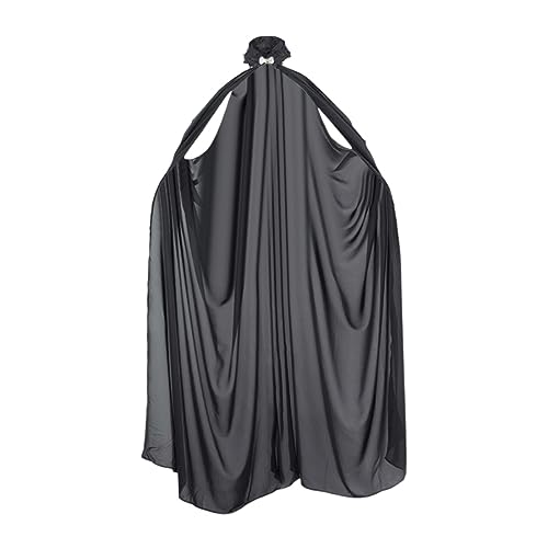 Amagogo Frauen Chiffon Hals Umhang Cape ohne Kapuze anmutig weich und dünn vielseitige Accessoires 142cm Prinzessin Kostüm für Hochzeitskleider, schwarz von Amagogo