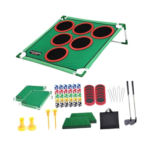 Amagogo Golfpong Set, Innen Oder Außen Chipping Übungsspiel Umfasst Golfbälle Und Tragbare Tasche, Doppelregal von Amagogo