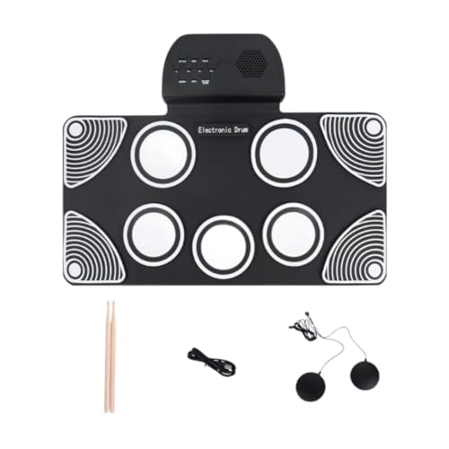 Amagogo Hand-Set, E-Drum-Übungspads, Zubehör, Geschenke, eingebauter Lautsprecher, Drum-Kits, elektronisches Schlagzeug, Schwarz Und Weiß von Amagogo