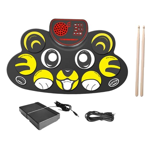 Amagogo Handroll Drum Kits Elektrische Drum Set Mehrzweck -Percussion Instrument Accessoires Geschenke Musikinstrument mit Drumsticks, Tiger von Amagogo