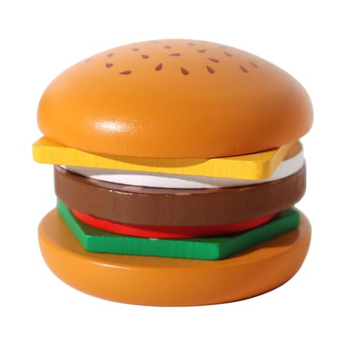 Amagogo Hölzernes Hamburger Sandwich Form Stapelspielzeug für Kinder, Vorschul Lernspielzeug, Montessori Sortierspielzeug, Burger von Amagogo