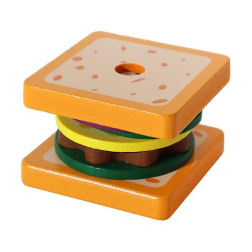 Amagogo Hölzernes Hamburger Sandwich Form Stapelspielzeug für Kinder, Vorschul Lernspielzeug, Montessori Sortierspielzeug, Sandwich von Amagogo