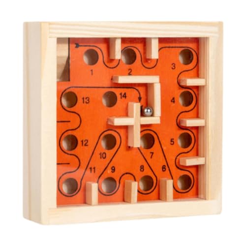 Amagogo Hölzernes Labyrinth-Brettspiel, Rolling Ball Maze, entwickeln Feinmotorik, Denkaufgabe, Puzzle für Teenager, Kinder, Jungen und Mädchen, Orange von Amagogo