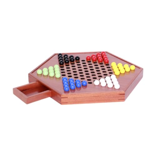 Amagogo Hölzernes chinesisches Damespiel, klassisch, mit 60 Murmeln, traditionelles lustiges Reisespiel, Strategiespiel, Brettspiele für die Familie, XL von Amagogo