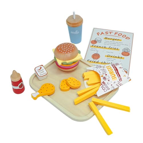 Amagogo Holz-Burger-Stapelspielzeug, abnehmbares Lebensmittelspielzeug, realistisches Burger-Spielset für die Früherziehung, Montessori für Kinder im von Amagogo