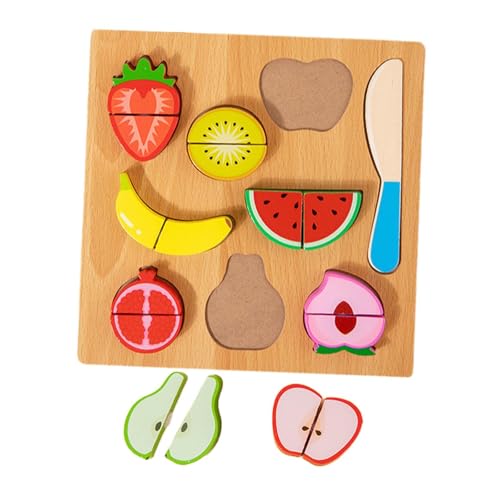 Amagogo Holz-Schneidepuzzle, Schneidespiel-Essensspielzeug, Holz-Spielküchenspielzeug, formpassendes Puzzle für Dekorationen, Partygeschenke, Frucht von Amagogo