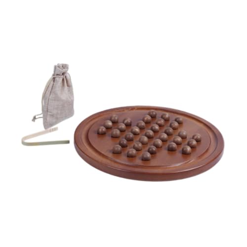 Amagogo Holz-Solitär-Brettspiel, rundes Spielbrett, Brettspiel, Einzelschach, Spielzeug für Kinder, Kinder, Erwachsene, Familie, Anfänger von Amagogo