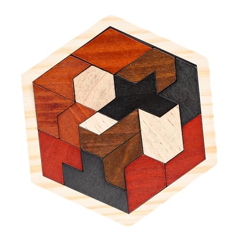 Amagogo Holzblock-Puzzle, Lernpuzzle, IQ-Spiel, Geschenk, Denksport-Puzzle, geometrisches Tangram-Puzzle für Kinder im Vorschulalter, 16 Blöcke von Amagogo