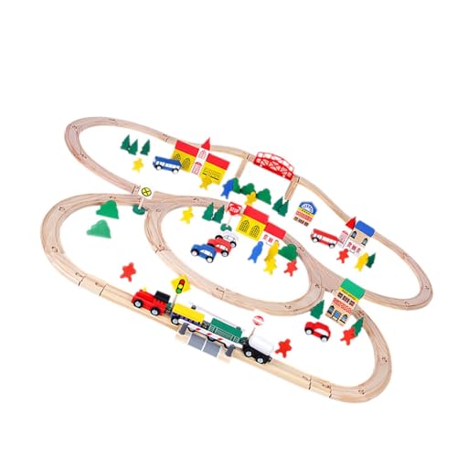 Amagogo Holzeisenbahn-Set, pädagogisches Spielzeug für den Vorschulbereich, Eisenbahnwaggons, Bauspielzeug, Montessori-Spielzeug für Kinder ab 3 Jahren, 100 Stück von Amagogo