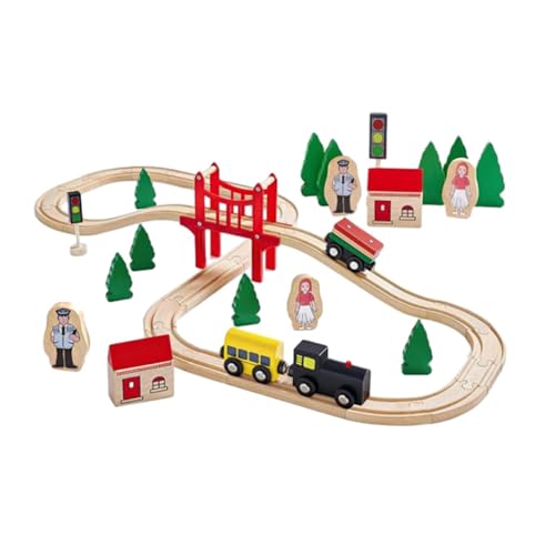 Amagogo Holzeisenbahn-Set, pädagogisches Spielzeug für den Vorschulbereich, Eisenbahnwaggons, Bauspielzeug, Montessori-Spielzeug für Kinder ab 3 Jahren, 39 StÜcke von Amagogo