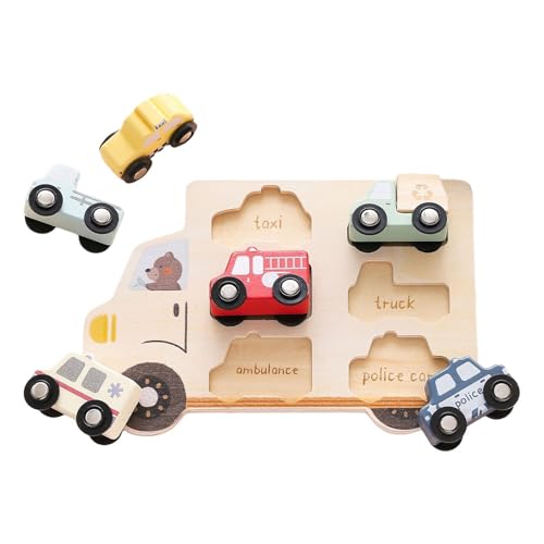 Amagogo Holzfahrzeug-Puzzle Montessori-Spielzeug Frühes Lernen Sortierspielzeug Holzform-Puzzle Fahrzeuge Puzzle für Kinder von Amagogo