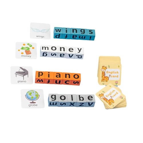 Amagogo Holzklötze, Wort-Rechtschreibspiel, frühes Lernspielzeug, lehrreiche, schnelle Alphabet-Rätsel, Blöcke für Kinder im Alter von 3–8 Jahren, Geschenk, Ohne Glocke von Amagogo