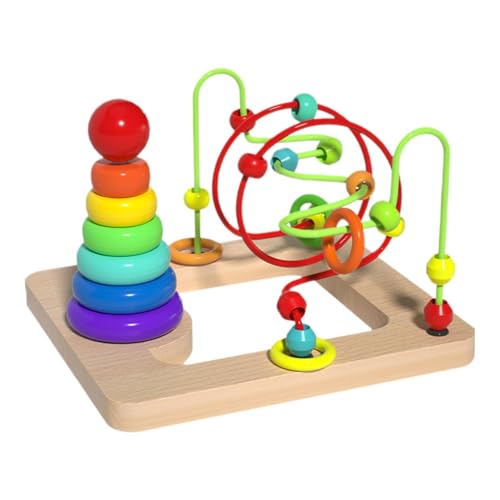 Amagogo Holzperlen - -Spielzeug mit Regenbogenstapler, Bildung, Feinmotorik 2 in 1 Achterbahn für Kinder Jungen und Mädchen Geschenk von Amagogo