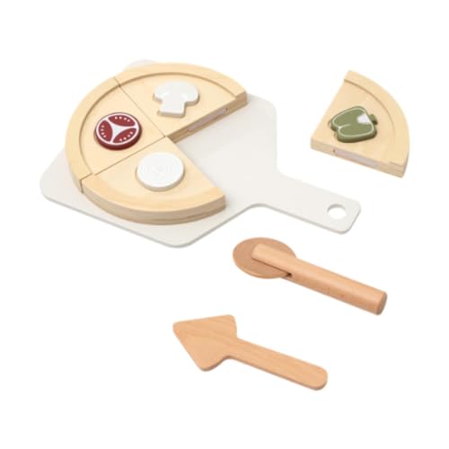 Amagogo Holzpizza-Set, Treat Play, Holzkochspielzeug, Lernspielzeug, Schneiden von Speisenspielspielzeug, Küchenspielzeug für Jungen Mädchen im Alter von 3 von Amagogo