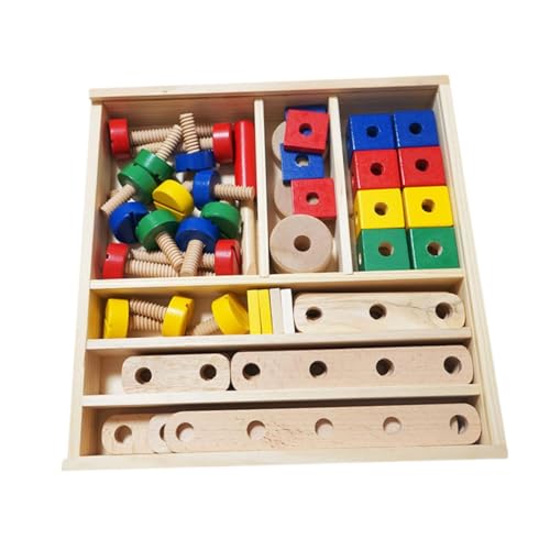 Amagogo Holzschrauben und -muttern Spielzeug Modellbau-Werkzeugsätze Mutternpuzzle-Block Feinmotorik-Bausteine für Geburtstagsgeschenke für Kinder von Amagogo