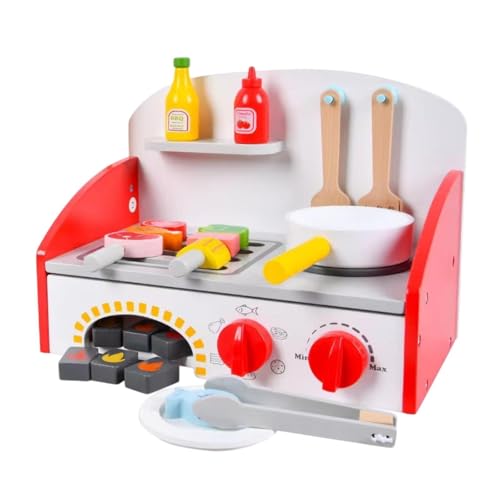 Amagogo Holzspielzeug-Grillset, Grillzubehör, frühes Lernspielzeug, Grillspielzeug, Rollenspiel für Kinder im Alter von 3, 4, 5 und 6 Jahren, Geschenke von Amagogo