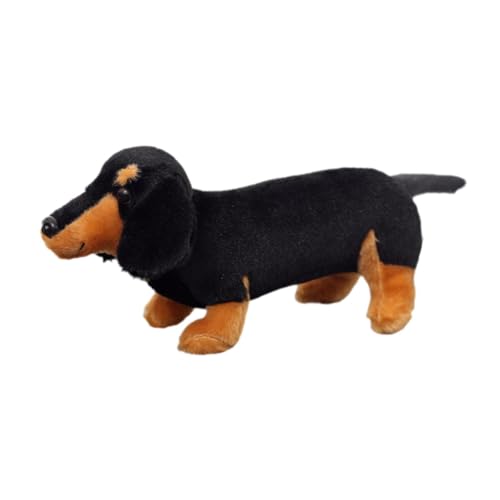 Amagogo Hundeplüschtier Hund Plüschtier Hundepuppen Geburtstagsgeschenke Kuscheltiere Umarmungsplüschtier für Baby Kinder, Schwarz Braun, 30cm von Amagogo