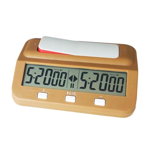 Amagogo Internationale Schach-Timer-Uhr, Digitale Schachuhr, kompakter tragbarer Timer, digitaler Timer, Schach-Timer für Schachzubehör, Gelb Braun von Amagogo