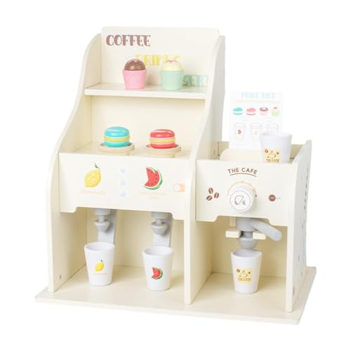 Amagogo Kinder-Kaffeemaschine-Spielset, hölzerne Kaffeemaschine, realistisches hölzernes Kaffee-Spielset, Rollenspiel-Spielzeug, für von Amagogo