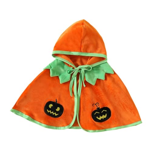 Amagogo Kinder Kürbis Kapuzen Cape Umhang Poncho Halloween Kostüm Niedlich Rollen Spielen Cosplay, Passend für Körpergröße 100cm, Orange von Amagogo