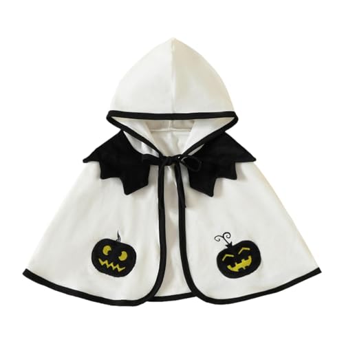 Amagogo Kinder Kürbis Kapuzen Cape Umhang Poncho Halloween Kostüm Niedlich Rollen Spielen Cosplay, Passend für Körpergröße 100cm, Weiß von Amagogo