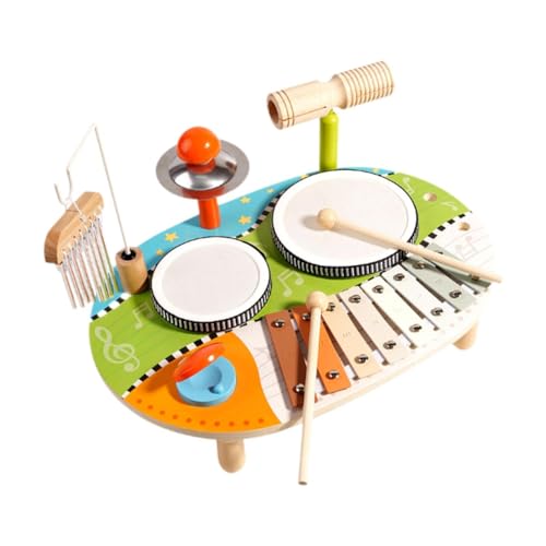 Amagogo Kinder-Schlagzeug, Holz-Schlagzeugspielzeug, Holz-Xylophon-Musikspielzeug, Baby-Musikspielzeug für Kinder von Amagogo