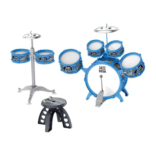 Amagogo Kinder-Schlagzeug-Set, Spielzeug, Kinder-Percussion-Set, Percussion-Spielzeug, Musikspielzeug mit 2 Becken für Party, Bühne, Auftritt, Konzert, , Blau von Amagogo