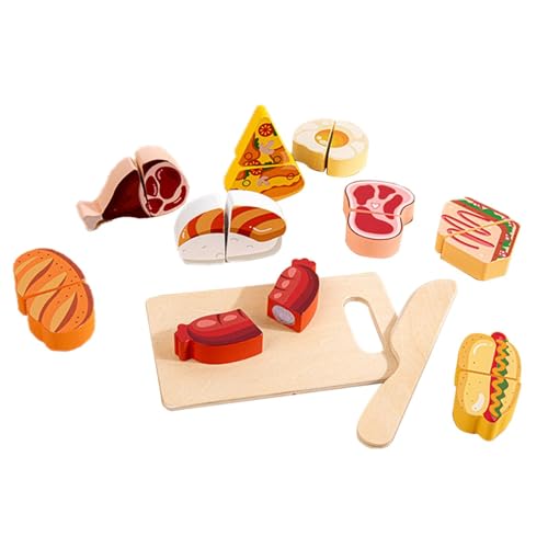 Amagogo Kinder-Schneidespielzeug aus Holz, für Kleinkinder, Schneidespielzeug-Set, Lernspielzeug, Rollenspiel-Spielzeug für Bauernhofkinder, Jungen, Essen von Amagogo