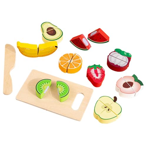 Amagogo Kinder-Schneidespielzeug aus Holz, für Kleinkinder, Schneidespielzeug-Set, Lernspielzeug, Rollenspiel-Spielzeug für Bauernhofkinder, Jungen, Frucht von Amagogo