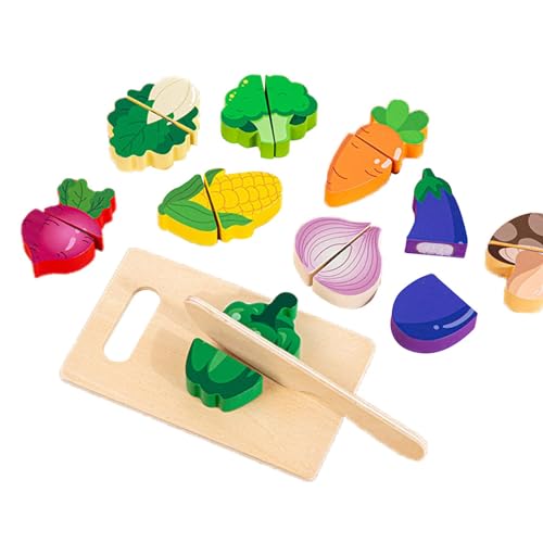 Amagogo Kinder-Schneidespielzeug aus Holz, für Kleinkinder, Schneidespielzeug-Set, Lernspielzeug, Rollenspiel-Spielzeug für Bauernhofkinder, Jungen, Gemüse von Amagogo