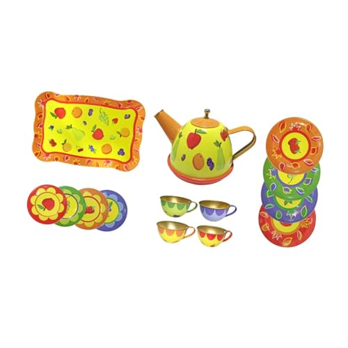 Amagogo Kinder-Teeservice für kleine Mädchen, Teeparty-Set, Spielhaus, Teekanne, Tassen-Set, Prinzessinnen-Spielzeug, Rollenspiel-Spielzeug für Kinder, Gelb von Amagogo