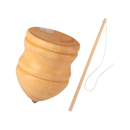 Amagogo Klassische Holz-Trompos, unbemalte Holzkreisel mit Stange, Motorik-Training, neuartiges Gyroskop-Spielzeug, stabile Spitze für Fortgeschrittene, 8 Inch with 40cm Rod von Amagogo