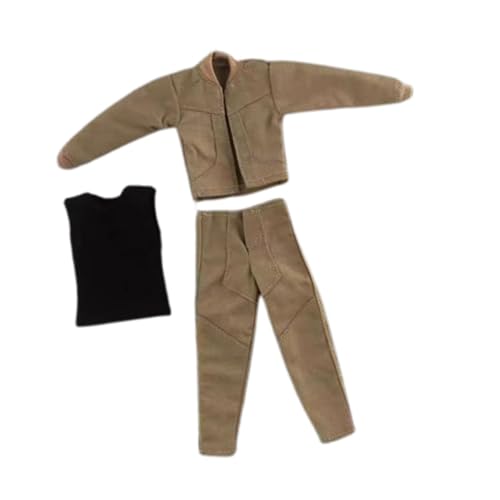 Amagogo Kleidung für Actionfiguren im Maßstab 1:12, Miniatur-Kleidung, Herrenjacke, Hose und Tanktops für 6 Zoll große männliche Actionfiguren, Khaki von Amagogo