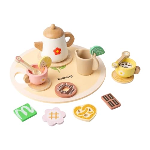 Amagogo Kleinkinder Nachmittagstee-Party Kleine Mädchen Tee-Set Spielzeug Pädagogisches Spielzeug Aus Holz So Tun, Als Obszönes Nachmittagstee-Set für Kinder, Stern von Amagogo