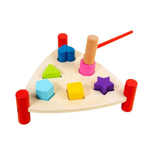 Amagogo Klopfbank Holzspielzeug Holzklopfspiel Kindergarten Babyspielzeug Holzspielzeug mit Hammer für Vorschulkinder Geburtstagsgeschenke Kinder, Dreieck von Amagogo