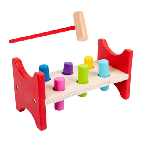 Amagogo Klopfbank Holzspielzeug Holzklopfspiel Kindergarten Babyspielzeug Holzspielzeug mit Hammer für Vorschulkinder Geburtstagsgeschenke Kinder, Rechteck von Amagogo